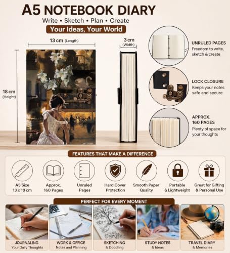 Image of Dance Floor Girl Diary Notebook 7x5 Inch 160 Pages Unruled Journal for Notes