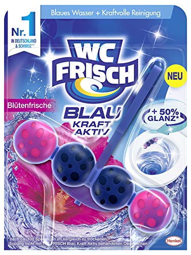 WC-Frisch Kraft Aktiv Blauspüler Blütenfrische WC-Reiniger 1 Stück Farbspüler mit 50 Prozent mehr Glanz