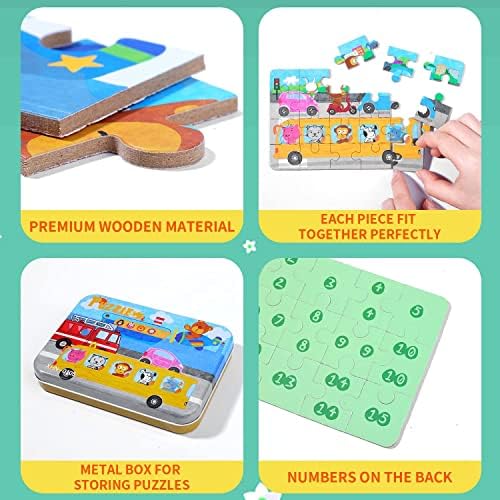 BBLIKE Jigsaw Wooden Puzzles Toy in a Box for Kids, Pack of 4 with Varying Degree of Difficulty Educational Learning Tool Best Birthday Present for Boys Girls (Vehicle) 4 51s4sPy37DL. AC