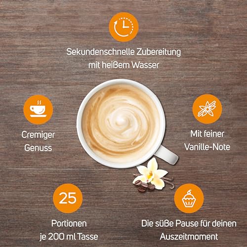 KRÜGER Family Cappuccino White Vanille, aromatisiertes Getränkepulver mit löslichem Bohnenkaffee, koffeinhaltig, 500 g Beutel – Ansicht 4