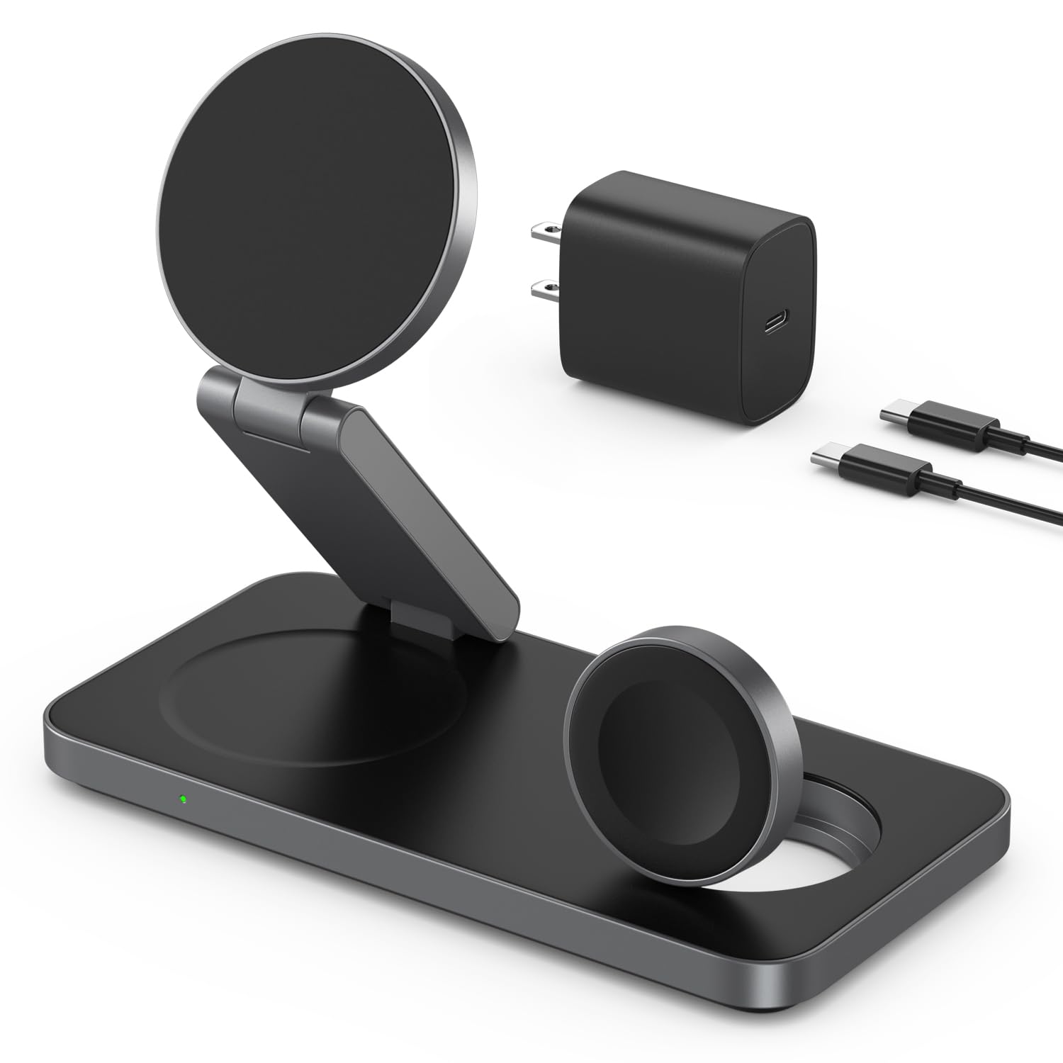 EXW Station de Charge for iPhone 17 16 15 14 13 12 Pro/Max/Plus, Apple Watch 9 8 SE 7 6 5 4 3 2, Airpods 2/3/Pro,Station de Charge,Chargeur sans Fil Rapide (Tout Noir)