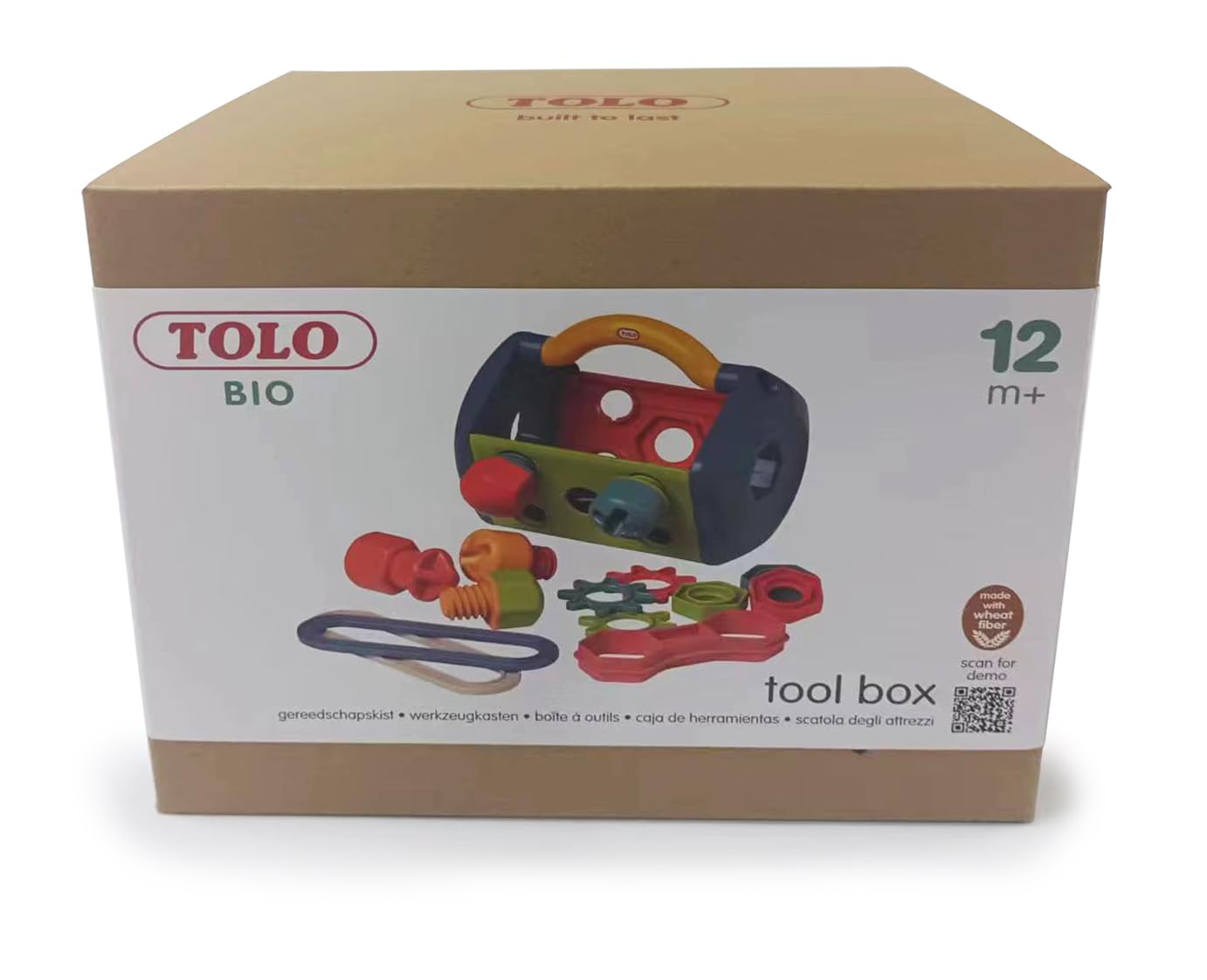 Tolo Bio Tool Box | 14-Piece Kids Engineering Tool Set with Screwdriver, Spanner, Connectors, Screws, Bolts, Nuts & Gears | Educational STEM Toy for Creative Play | Portable with Sturdy Handle