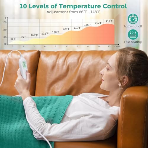 NOWWISH-Heating-Pad-for-Back-Pain-Cramps-Relief-Moist-Heat-Pad-for-Neck-Shoulder-Auto-Shut-Off-Machine-Washable-Gifts-for-Women-12x-24-Green