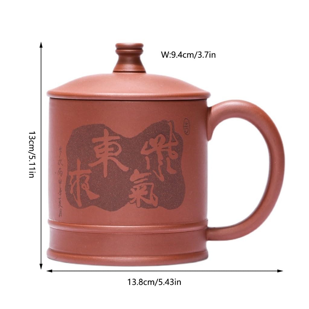 Zestaw do herbaty Matcha, chińskie filiżanki z pokrywką, fioletowy, piaskowy kubek, męski kubek do wody, duża pojemność 520 ml, zestaw do herbaty, kubek z zaparzaczem do herbaty
