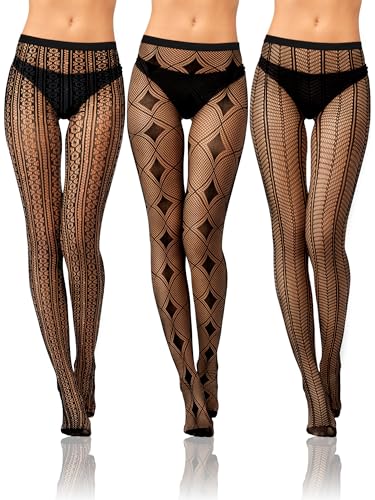 Bencailor Halloween Women Fishnet Stocking Black Legging Tight Checkered Grid Stockings Small Hole High Pantyhose Waist Lace
