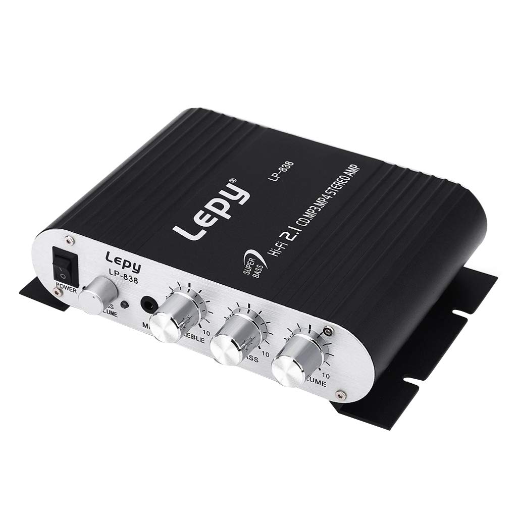 LP-838 Mini Amplificatore di Potenza per Auto Digitale 2.1CH 20W 2x15W Hi-Fi MP3 MP4 Stereo Booster Dvd Moto Casa Bassa Audio Player