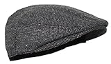 Ted and Jack - Street Easy Herringbone Driving Cap with Quilted Lining in Black and Gray Size Small/Medium