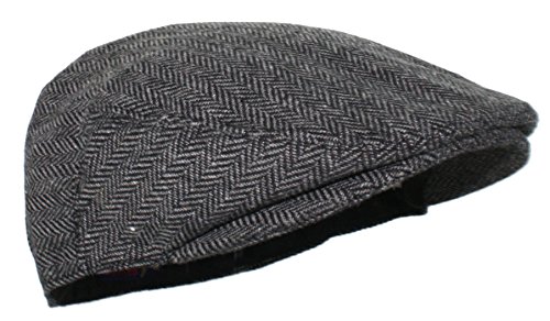 Ted and Jack - Street Easy Herringbone Driving Cap with Quilted Lining in Black and Gray Size Small/Medium
