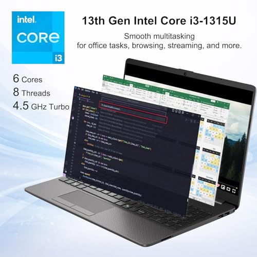 Image of HP 250 G9 Business Laptop 15.6 inch FHD Display, 13th Gen Intel Core i3-1315U, 8GB RAM, 512GB SSD, Windows 11 Pro, Microsoft Office 365 Web Apps Included, RJ-45 Ethernet, Wi-Fi 6, WOWPC Recovery USB