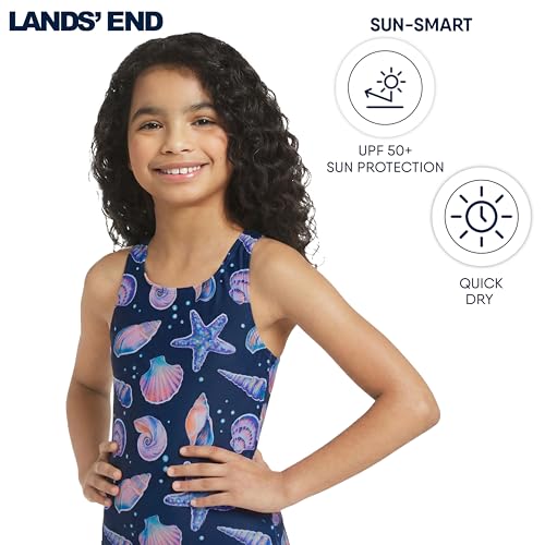 Image of Lands' End Girls' UPF 50+ Stretch Crisscross Back One Piece Swimsuit