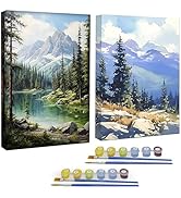 2 Pack Paint by Numbers with Frame, Mountain Paint by Numbers Kit for Adults, Forests Painting by...