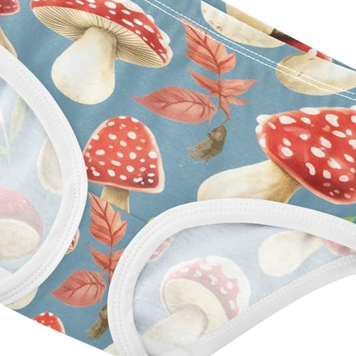 Mushrooms Leaves Gray Blue Toddler Underwear Custom 2t Cotton Little Girl Panties Fun Print Kids Briefs Undies4