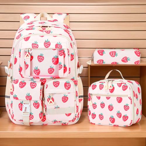 3 Pcs Set Backpack with Lunch Bag Bookbag for3