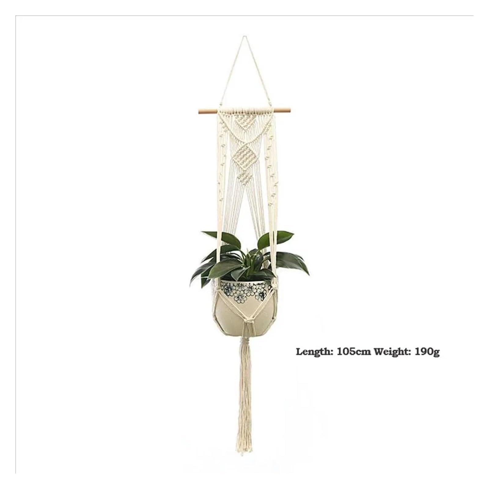 Suspension Macramé pour Plante Plante Suspendue à la Main Macramé Cintre Pot de Fleur Planteur Décoration Murale Cour Jardin Suspendu Panier Suspendu(Off White-E)