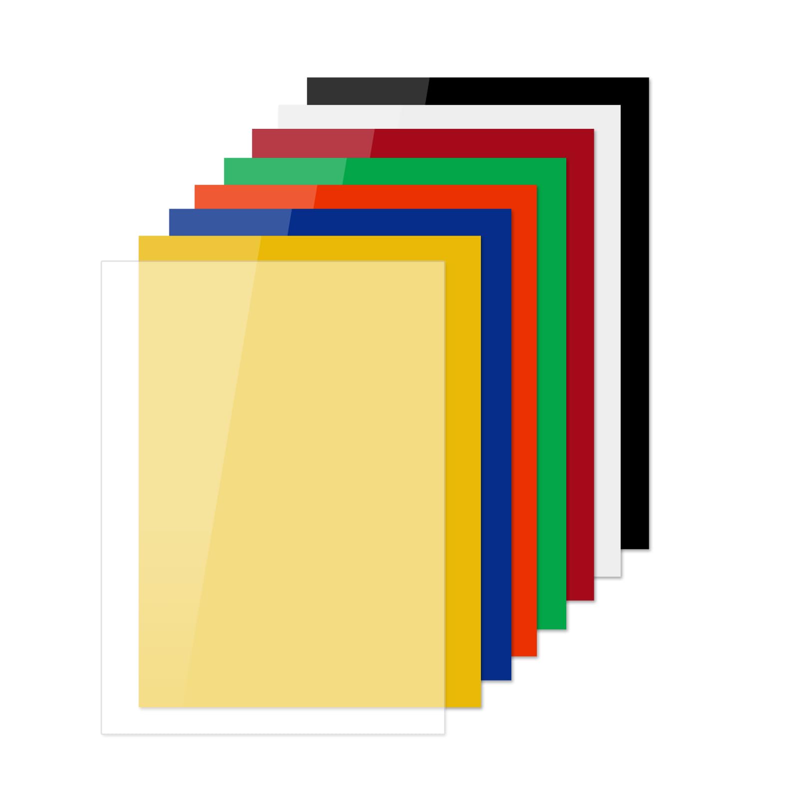 8 Pièces A4 2mm Feuilles Acryliques Colorées, Plaques Colorées | pour Découpe Laser, Gravure, Artisanat, Bricolage, Création de Cadres Photo, Panneaux et Projets de Décoration Intérieure