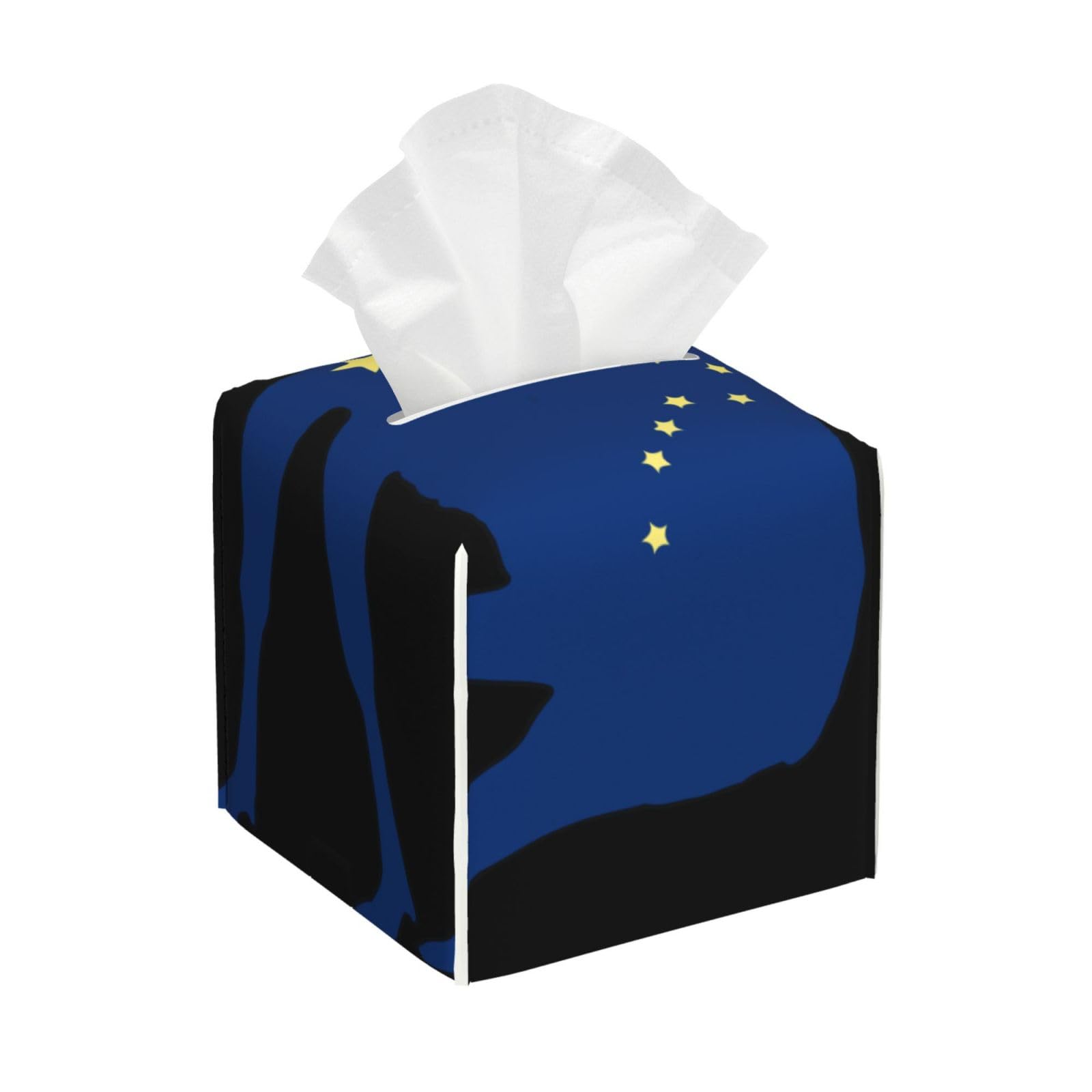 Alaska Flag Moose Square Tissue Box Cover with Modern and Stylish Bottom Tissue Box Storage Space