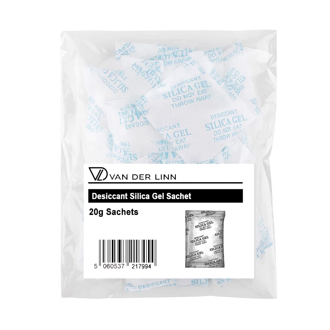 Van Der Linn Desiccant Silica Gel Sachet, 20g Desiccant Packets Moisture Absorber Dehumidifier (20)