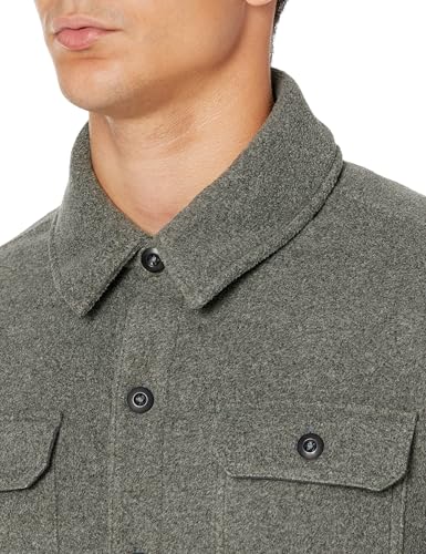 Amazon Essentials Herren Langärmlige Polarfleece-Hemdjacke Für Den Winter, Dunkelgrau Meliert, M