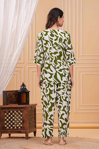 Image of Women's Printed Night Suit Set Pajama with Top Lightweight Soft & Comfy Sleepwear for Girls & Women