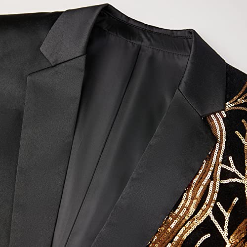 Men Black Sequin Shiny Prom Suit Jacket One Button Slim Fit Sport Coats and Blazers Tuxedo for Wedding Banquet3