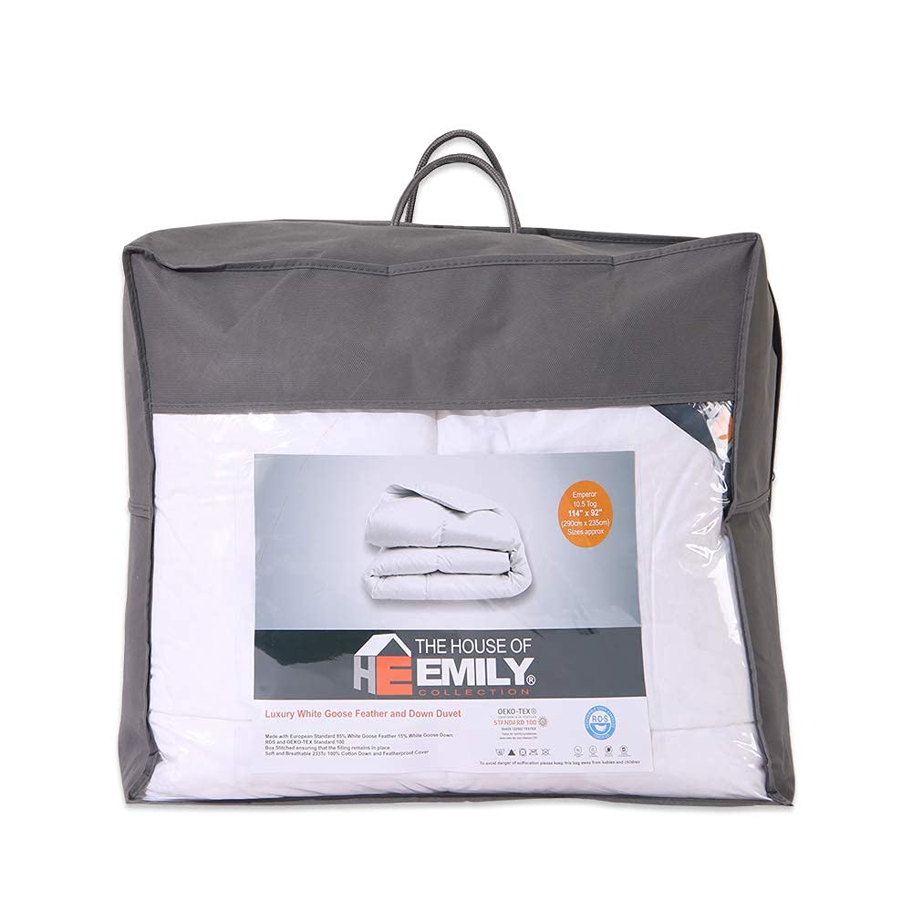 The House Of Emily White Emperor Size (290Cm X 235Cm. For 7Ft X 7Ft Beds) Natural Goose Feather & Down 10.5 Tog Duvet