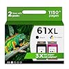 Relcolor Cartucho de tinta compatible 61XL de repuesto para HP 61 Envy 5530 3510 4500 4635 2620 4630 5535 2540 4502 3050 1510 4632 4501 2542 2514 3050a 4610 1000 1010 1510, negro, tricolor, paquete de