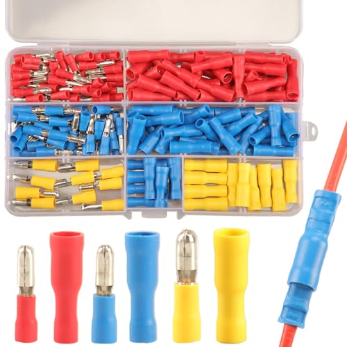 180pcs Bullet Connecteurs Kit Mâle et Femelle, Connecteur Electrique Moto Automobile Cosse Electrique Moto a Sertir, Bullet Terminal Cosse Ronde Cosses à...