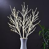 Lightshare 41IN Triple Lighted Birch Branches Artificial Birch Tree Willow Twig with 300 Mini LED Lights for Thanksgiving Christmas Decoration Indoor Outdoor Sticks, Warm White with Timer and Dimmer