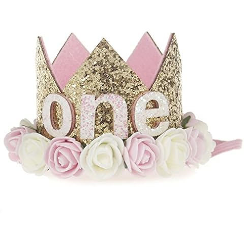 Bodhi2000 Baby Infant Birthday Hairband Sequins Flower Crown Headwear Hat Cover