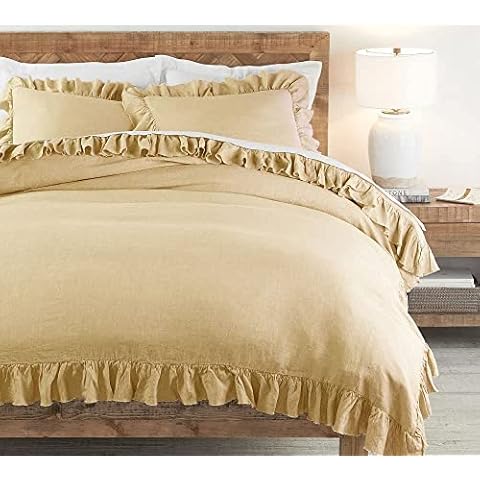 Kotton Culture Corner Frilled Duvet Cover with Zipper Closure & Corner Ties Soft 100% Egyptian Cotton 200 cm X 200 cm Quilt Cover (Custom Size, Taupe) Cover