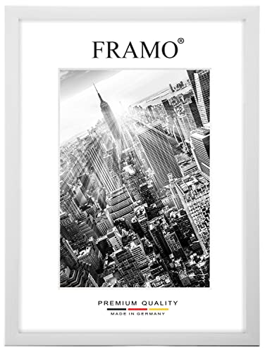 Marco de fotos FRAMO de madera 27 x 27 cm a medida - Pino Blanco | Tamaño seleccionable | incluye vidrio acrílico antirreflejo | Marco para rompecabezas | Foto | Póster