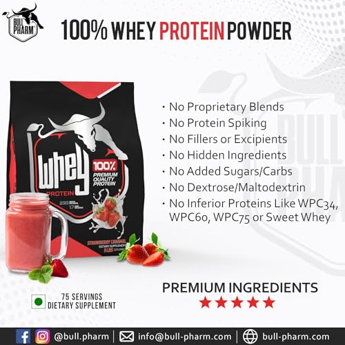 Image of 100% Whey Protein Powder, 5 Lbs | Supports Lean Muscle & Recovery | Fast Absorption | Natural BCAA & EAA | Non-GMO, Soy & Gluten-Free | FSSAI Approved (Strawberry Caramel)