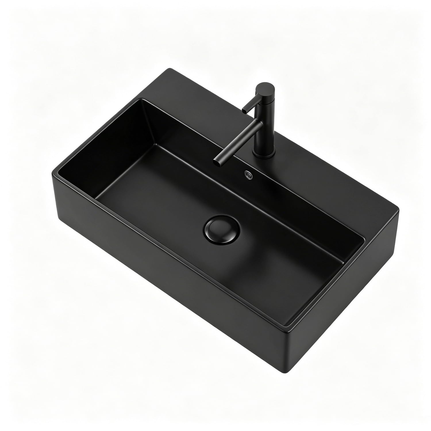 QjxSXLFSX Bathroom Sink, Black Ceramic Countertop Basin, Square Ceramic Washbasin, Modern Ceramic Countertop Washbasin, Suitable for Bathrooms And Small Guest Restrooms,A,47×35×15cm
