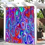 Hiseng Outdoorvorhänge Wetterfest Blickdicht Gardinen mit Ösen, Bunte Flüssigdruck Outdoor Vorhang Wasserdicht Sichtschutz Sonnenschutz für Balkon, Garten, Terrasse, Pavillon (Stil F,100x140cm)