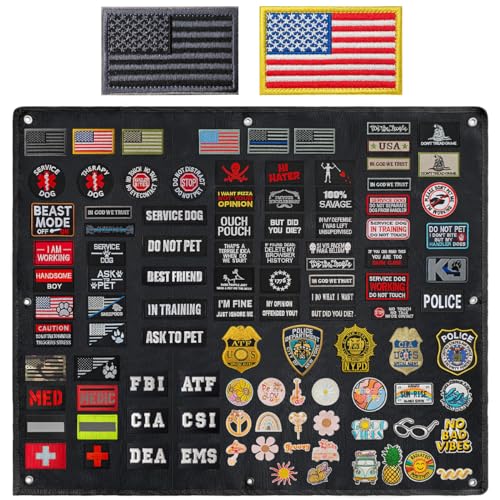 ZESION Black Tactical Patch Wall Board,Collapsible Tactical Patch Display, Hook and Loop Military Patches Holder (27.5
