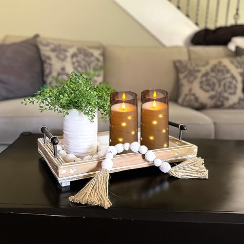 Image of Flickering Flameless Candles with Remote Timer, 6pcs LED Battery Operated Candles with Embedded String Lights Grey, Fall Halloween Candles Decor for Home, D3 H6