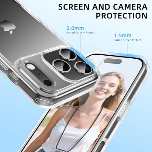 GOODVISH Handykette für iPhone 17 Pro Hülle mit Band, Kameraschutz und Bildschirmschutz, Necklace Handyhülle mit Schnur Schutzhülle für zum Umhängen Transparent Case mit Kordel 6.3", Schwarz 4