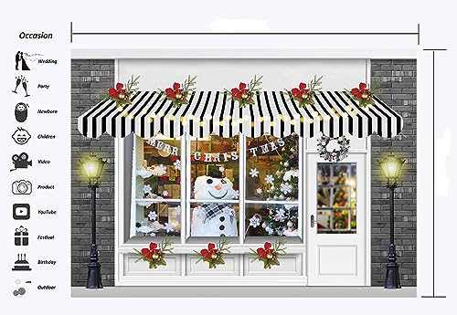 Haosphoto Merry Christmas Bakeshop Backdrop for Photography 7X5FT Snowman Backdrops Santa Cookies Store Bread Christmas Tree Wreath Xmas Background for Happy New Year Photo Studio Props Vinyl HS1046 - Image 4
