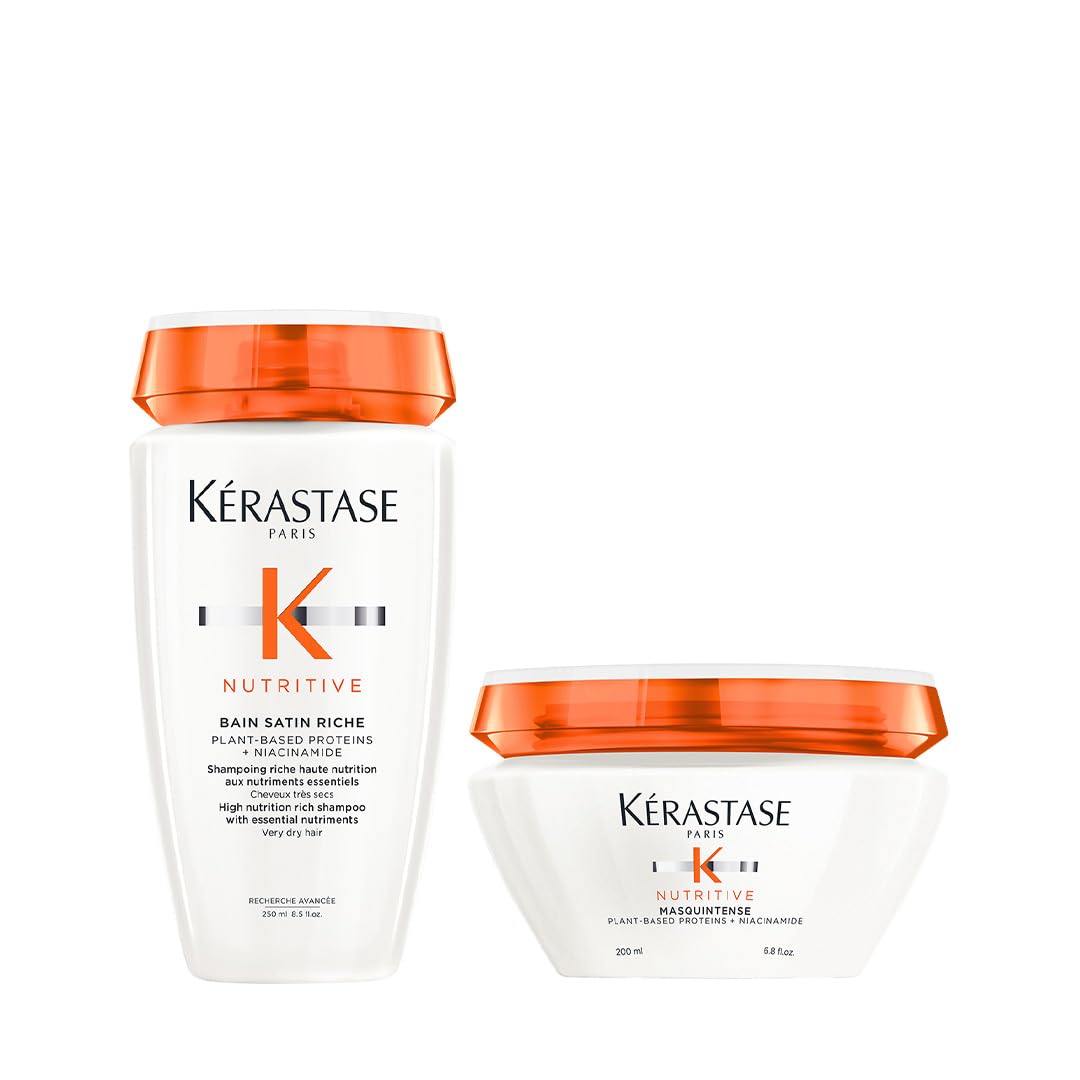 Kérastase Nutritive Shampoo and Conditioner Set, Routine for Dry Hair Lacking Nutrition, with Niacinamide, Contains Hydrating Shampoo and Hair Mask, Duo Set