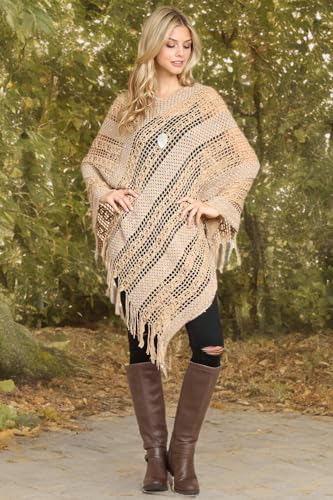 Image of RIAH FASHION Bohemian Sequin Glitter Shawl Wrap Poncho - Kimono Cardigan, Sparkly Metallic Mesh Scarf, Open Knit Crochet