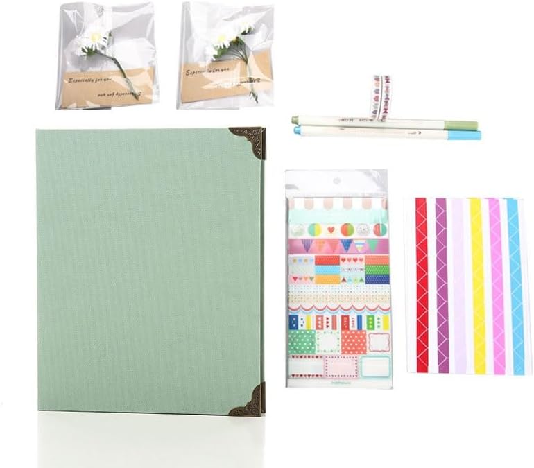 Travel Growth Commemorative Book ﻿ DIY Photo Albums Metal Retro Corner Guards Black Card Binder Photo Album Gift Box Set Applicable to photos, receipts, star cards, etc(Gray)