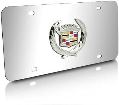 Au-Tomotive Gold Cadillac Classic Logo Chrome Stainless Steel License Plate