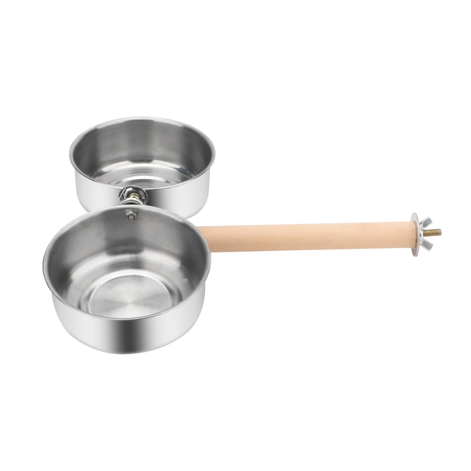 Bird Wood Stand Perch with Food Water Feeding Bowl for Parrot Parakeet Cockatiel Cage Accessories (B: Perch with 2 Feeder Bowls) - image 7