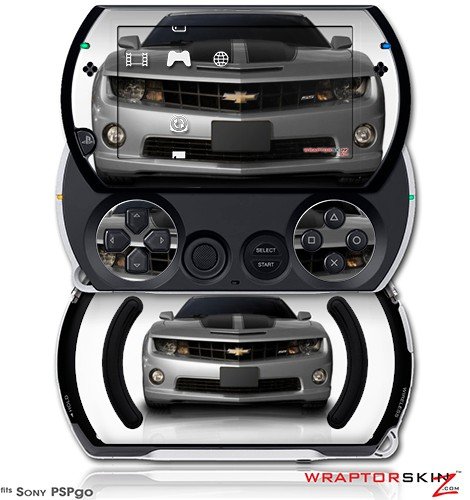 2010 Chevy Camaro Silver - Black Stripes - Decal Style Skins (fits Sony PSPgo)