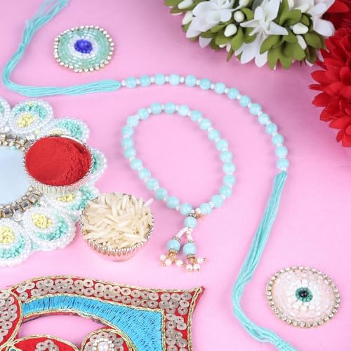 Image of Traditional Rakhi For Bhai- Bhabhi For Raksha Bandhan| Handcrafted Thread Bracelet For Brother| Indian Designer Rakhi for Bhaiya & Bhabhi Combo