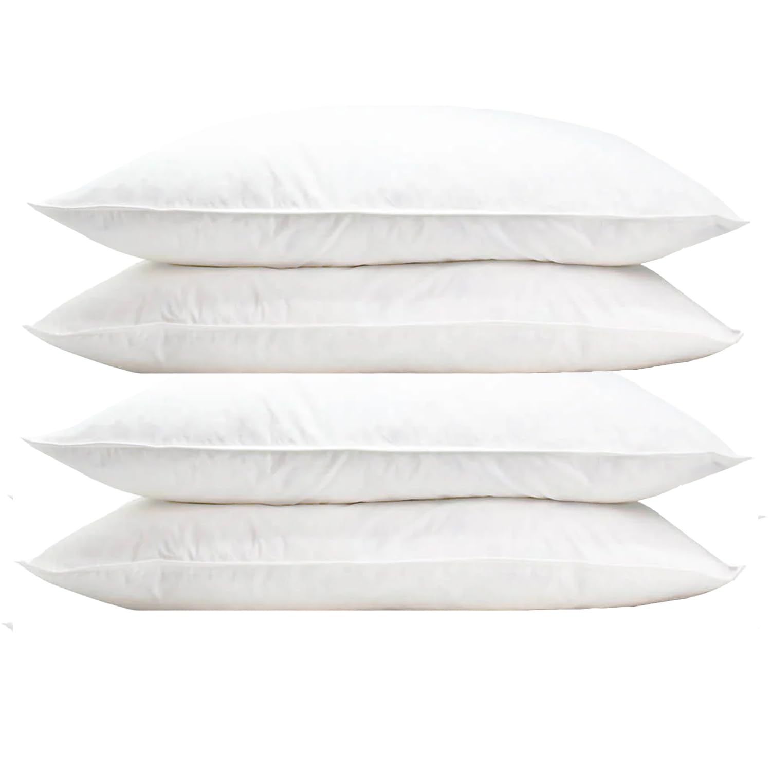 Lancashire Bedding Pillows - 4 Pack Hotel Quality Duck Feather Filled Pillow Set - 100% Cotton Cover for Back, Stomach, and Side Sleepers - Hypoallergenic Hotel Pillows (48 X 74 Cm, 19 X 29 Inch)