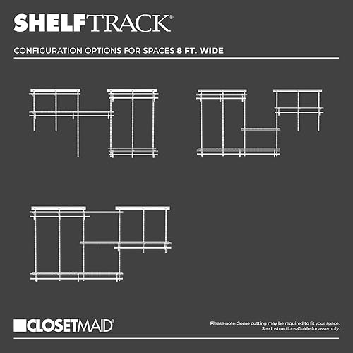 Vista 19 de ClosetMaid ShelfTrack - Sistemas organizadores de armario de alambre (4-10 pies) con estantes, barras de ropa y herrajes