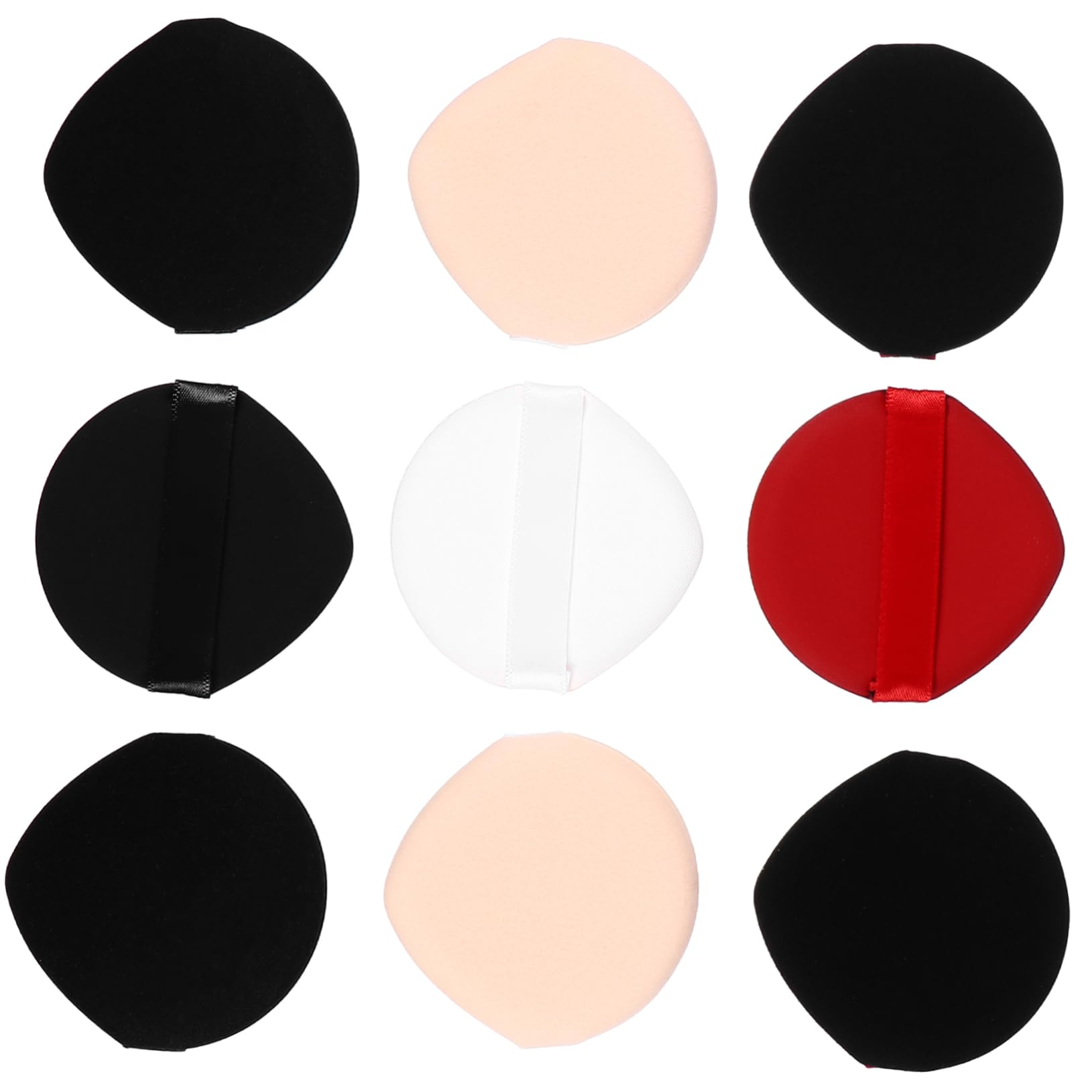 Ipetboom 9pc Water Drop Triangle Non Latex Puff Black Leather Black Fabric White Leather Makeup Puff Face