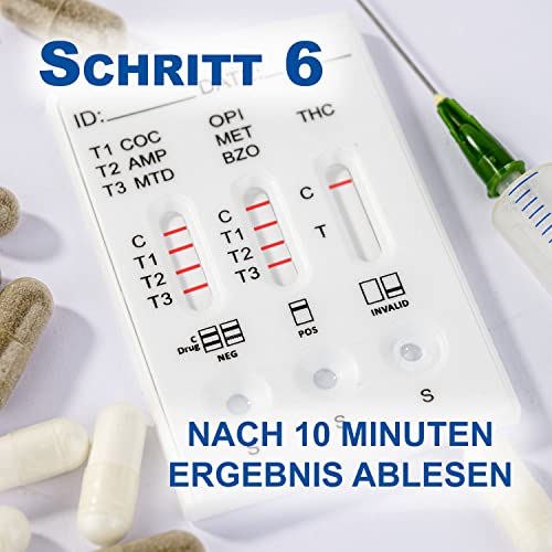 One+Step Multi Drogentest Speichel für 7 Drogenarten: THC - Amphetamin - Kokain - Methamphetamin - Methadon - Opiate - Benzodiazepin - Drogenschnelltest Speicheltest - 2 Stück