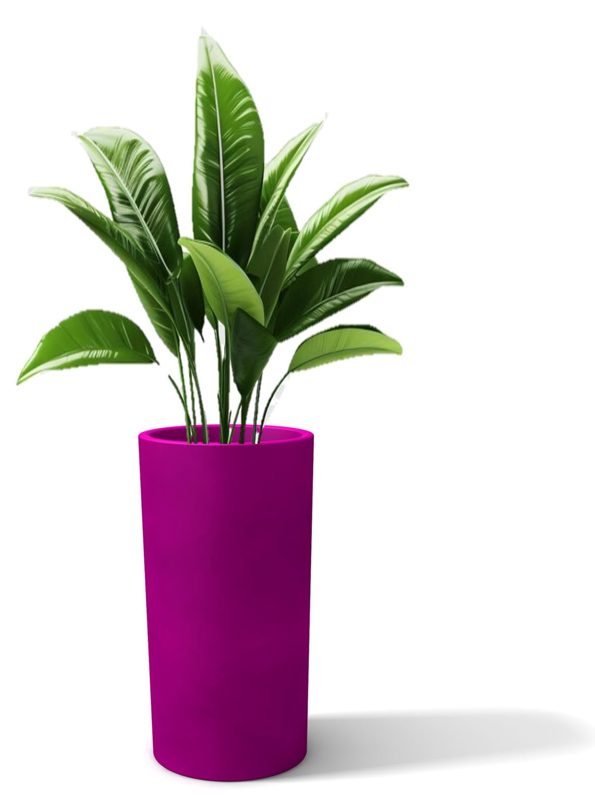 Kloris Tall Flower Box Cylindrical Baroque 70 Purple Fuchsia Polyethylene Diameter 35 cm Height 70 cm Depth 26 cm Made in Italy